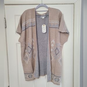 NWT Tribal Print Cardigan, Taupe, Size Medium